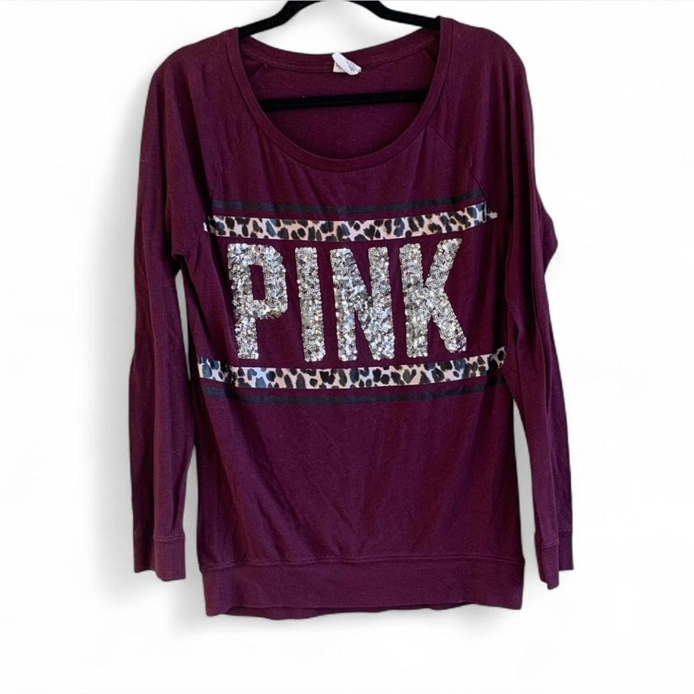 PINK Victoria's Secret Burgundy Sequin Sweatshirt